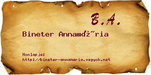 Bineter Annamária névjegykártya